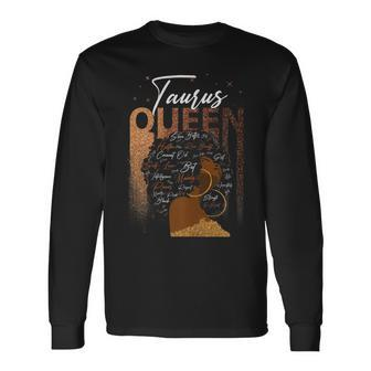 Taurus Girl Zodiac Birthday Pride Melanin Afro Queen Long Sleeve T-Shirt - Seseable