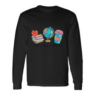 Teach Love Inspire Globe Graphic Plus Size Shirt For Teacher Male Female Long Sleeve T-Shirt - Thegiftio UK