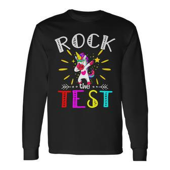 Testing Day Teacher Rock The Test Teaching Students Teachers Long Sleeve T-Shirt - Seseable