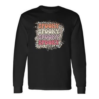 Thick Thights And Spooky Vibes Happy Halloween Retro Style Long Sleeve T-Shirt - Seseable