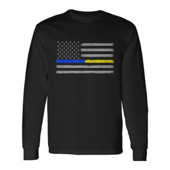 Thin Blue Gold Line 911 Police Dispatcher Long Sleeve T-Shirt - Monsterry UK