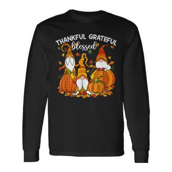 Three Cute Gnomes Halloween Pumpkin Autumn Fall Long Sleeve T-Shirt - Thegiftio UK