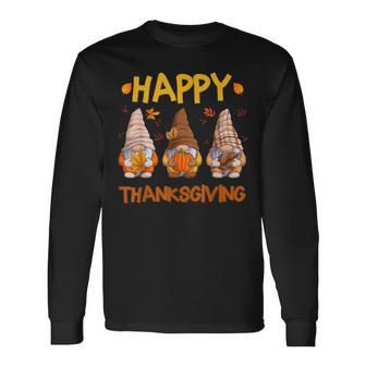 Three Gnomes Happy Thanksgiving Autumn Fall Pumpkin Spice Long Sleeve T-Shirt - Thegiftio UK