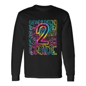 Tie Dye 2Nd Grade Typography Team Second Grade Teacher Long Sleeve T-Shirt - Monsterry UK