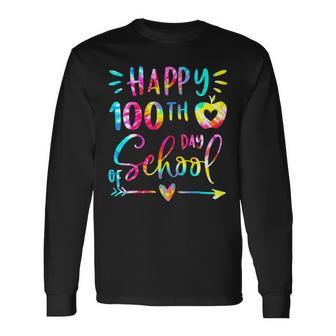 Tie Dye Happy 100Th Day Of School Teacher Student 100 Days V2 Long Sleeve T-Shirt - Seseable