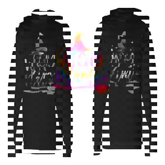 Tie Dye Witchy Mama Witch Hat Broom Spooky Mama Halloween Long Sleeve T-Shirt | Seseable UK