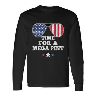 Time For A Mega Pint 4Th Of July Patriotic Sunglasses Long Sleeve T-Shirt - Monsterry UK