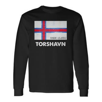 Torshavn Faroe Islands Flag Of Faroe Islands Long Sleeve T-Shirt - Thegiftio UK
