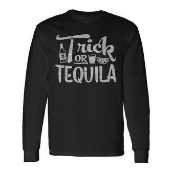 Trick Or Tequila Halloween Drinking Long Sleeve T-Shirt - Seseable