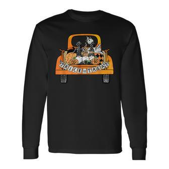 Trick Or Treat Gnomes Truck Pumpkin Halloween Long Sleeve T-Shirt - Seseable