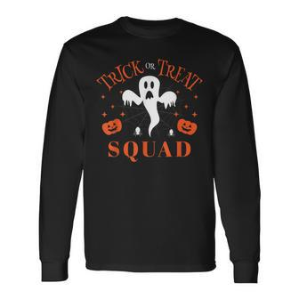 Trick Or Treat Squad Ghost And Pumpkin Halloween Long Sleeve T-Shirt - Seseable