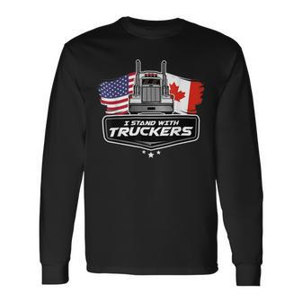 Trucker Trucker Support I Stand With Truckers Freedom Convoy _ V2 Long Sleeve T-Shirt - Seseable
