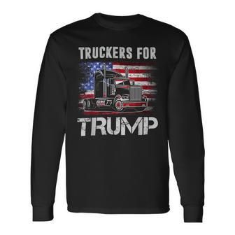 Trucker Truckers For Trump Re Elect President 4Th Of July Long Sleeve T-Shirt - Seseable