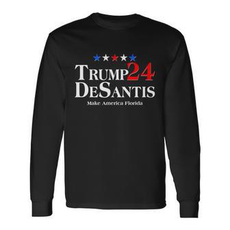 Trump Desantis 2024 Make America Florida Election Logo Long Sleeve T-Shirt - Monsterry