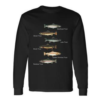 Types Of Trout Fish Species Collection Fishing Long Sleeve T-Shirt - Monsterry