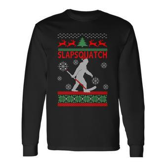 Ugly Christmas Sweater Hockey Sasquatch Long Sleeve T-Shirt - Monsterry UK