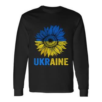 Ukraine Flag Sunflower Vintage Shirt Ukrainian Support Lover Tshirt Long Sleeve T-Shirt - Monsterry