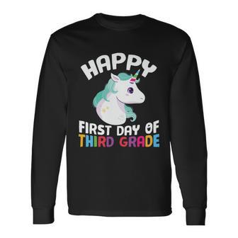 Unicorn First Day Of Third Grade Back To School First Day Of School Long Sleeve T-Shirt - Monsterry UK