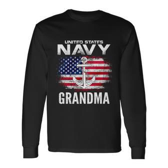 United States Vintage Navy With American Flag Grandma Long Sleeve T-Shirt - Monsterry AU