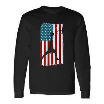 Us American Flag Basketball Patriotic Athlete Print For Boys Great Long Sleeve T-Shirt - Monsterry UK
