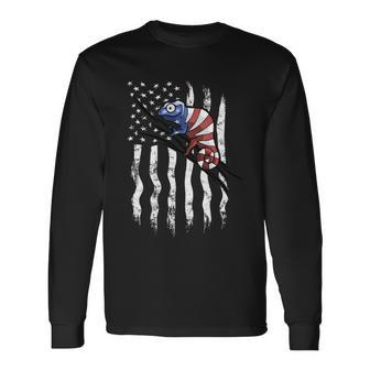 Us Flag Patriotic American Chameleon In Stars And Stripes Long Sleeve T-Shirt - Monsterry