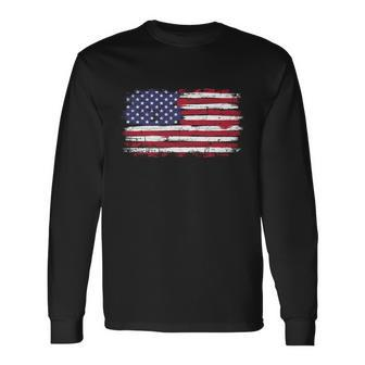 Us Flag Vintage Merican Independence Day On 4Th Of July Great Long Sleeve T-Shirt - Monsterry CA