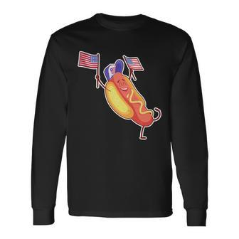 Usa American Flag Hotdog Long Sleeve T-Shirt - Monsterry AU