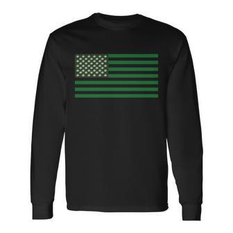 Usa Flag Marijuana Cannabis Weed Styled Long Sleeve T-Shirt - Monsterry CA