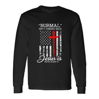 Usa Flag Normal Isnt Coming Back But Jesus Is Revelation Long Sleeve T-Shirt - Monsterry UK