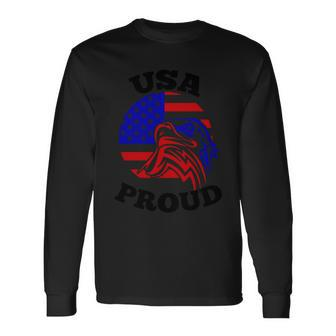 Usa Proud Eagle American Flag 4Th Of July Long Sleeve T-Shirt - Monsterry