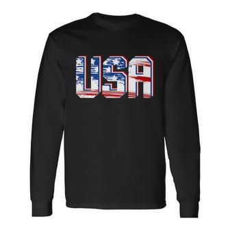Usa Us Flag Patriotic 4Th Of July America V2 Long Sleeve T-Shirt - Monsterry AU