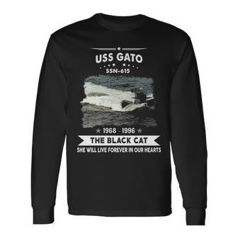 Uss Gato Ssn 615 The Black Cat Long Sleeve T-Shirt - Monsterry CA