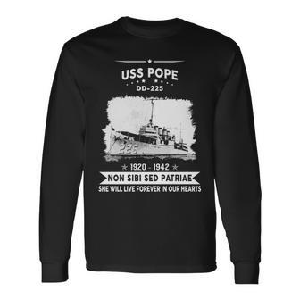 Uss Pope Dd 225 Dd Long Sleeve T-Shirt - Monsterry