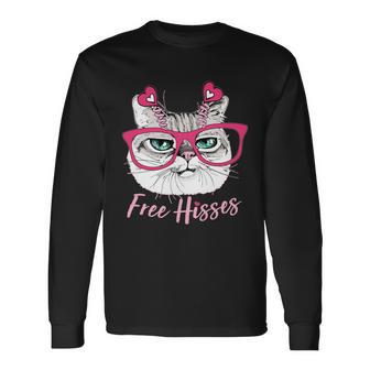 Valentine Cat Free Hisses Long Sleeve T-Shirt - Monsterry