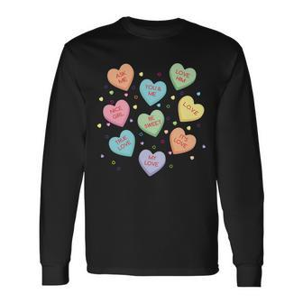 Valentines Day Candy Hearts Long Sleeve T-Shirt - Monsterry