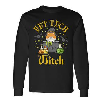 Vet Tech Witch Halloween Veterinary Technician Women Long Sleeve T-Shirt - Seseable