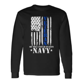Veteran Of The United States Navy Flag Long Sleeve T-Shirt - Monsterry CA