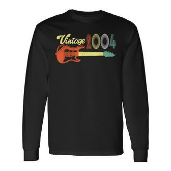 Vintage 2004 Retro 18Th Birthday With Guitar 18 Years Old Long Sleeve T-Shirt - Seseable