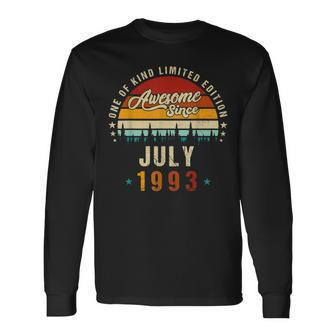 Vintage 29Th Birthday Awesome Since July 1993 Epic Legend Long Sleeve T-Shirt - Seseable