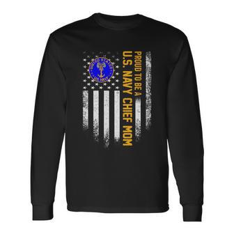 Vintage American Flag Proud To Be Us Navy Chief Veteran Mom V2 Long Sleeve T-Shirt - Thegiftio UK