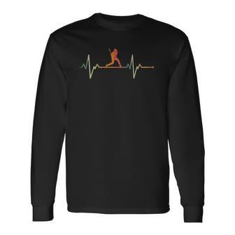 Vintage Baseball Player Heartbeat Baseball Long Sleeve T-Shirt - Thegiftio UK