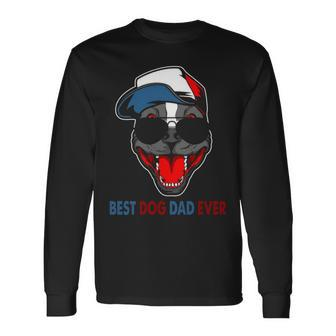 Vintage Best Dog Dad Ever Pitbull Father S Day Long Sleeve T-Shirt - Thegiftio UK