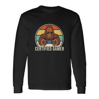 Vintage Certified Gamer Retro Video Game Long Sleeve T-Shirt - Monsterry DE