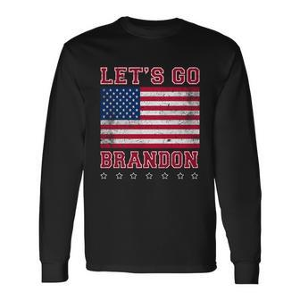 Vintage Lets Go Brandon American Flag Tshirt Long Sleeve T-Shirt - Monsterry DE