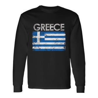 Vintage Greece Greek Flag Pride Long Sleeve T-Shirt - Monsterry UK