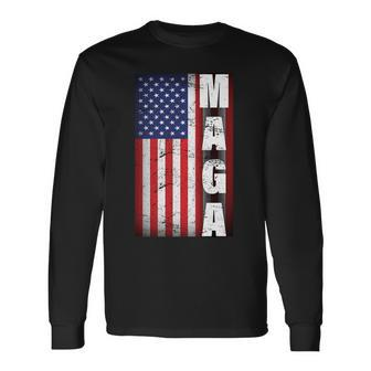 Vintage Grunge Maga American Flag Long Sleeve T-Shirt - Monsterry UK