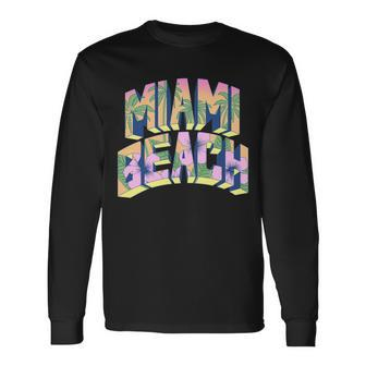 Vintage Miami Beach Tshirt Long Sleeve T-Shirt - Monsterry AU