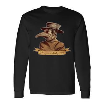 Vintage Plague Doctor Wear Your Mask Plague Rat Long Sleeve T-Shirt - Monsterry DE