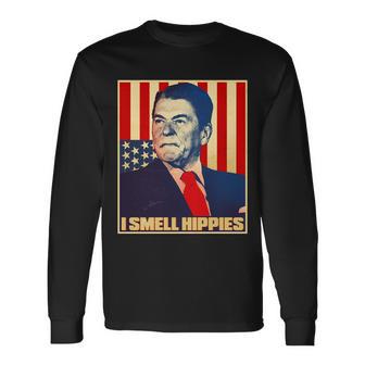 Vintage President Reagan I Smell Hippies Long Sleeve T-Shirt - Monsterry AU