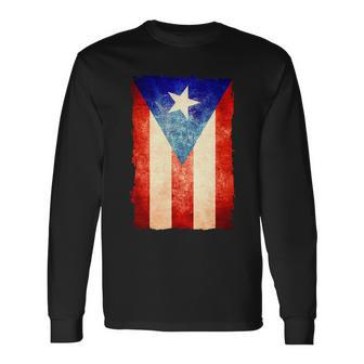 Vintage Puerto Rico Flag V2 Long Sleeve T-Shirt - Monsterry AU
